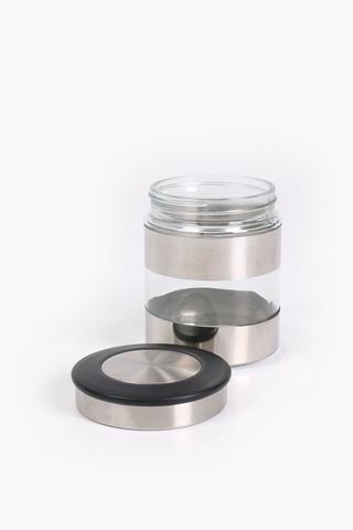 Stainless Steel And Glass Storage Jar, Small
