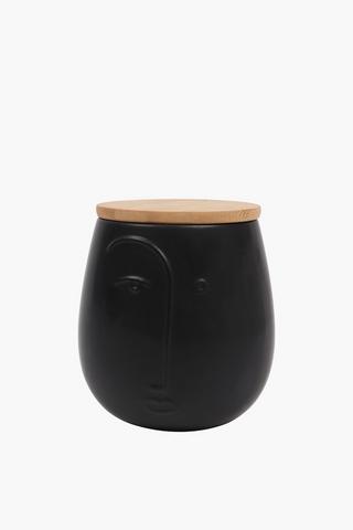 Face Canister With Wood Lid, Medium