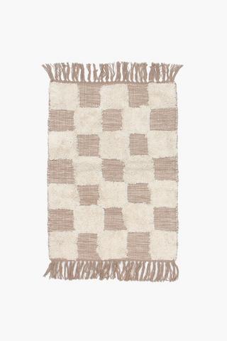 Jacquard Mingle Textured Checkered Rug, 50x80cm