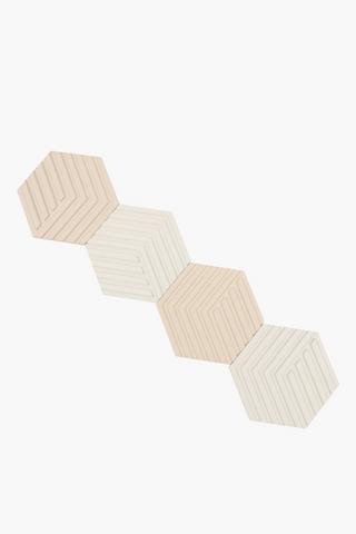 4 Pack Ribbed Hexagon Coasters