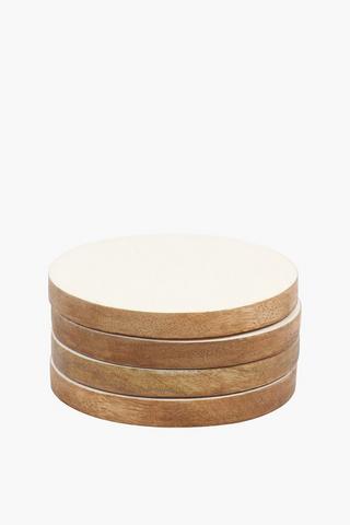 4 Pack Round Wooden Coasters