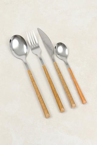 16 Piece Wooden Handle Cutlery Set