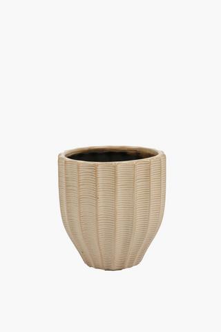 Pottery Ribbed Planter, 14x15cm