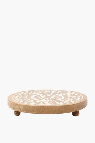 Carved Mangowood Round Trivet