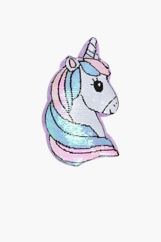 Shaped Unicorn Sequins Scatter Cusion, 45x25cm