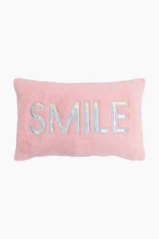 Faux Fur Jordan Smile Scatter Cushion, 30x50cm