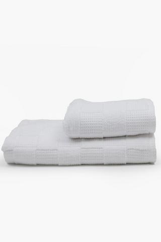 2 Pack Waffle Block Cotton Towel Set