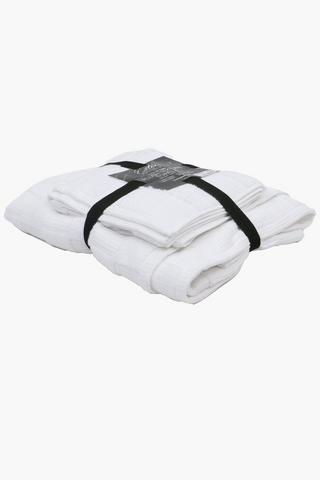 2 Pack Waffle Block Cotton Towel Set