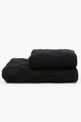 2 Pack Waffle Block Cotton Towel Set
