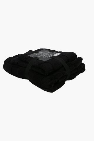 2 Pack Waffle Block Cotton Towel Set