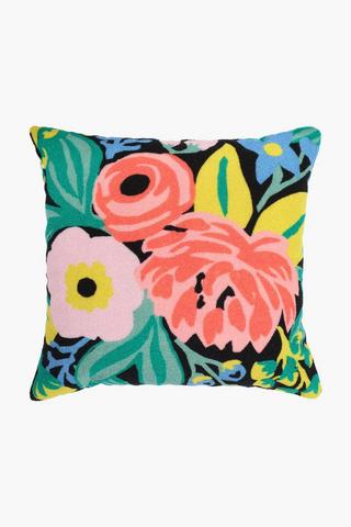 Tim Tufted Floral Cotton Woven Scatter Cushion, 60x60cm