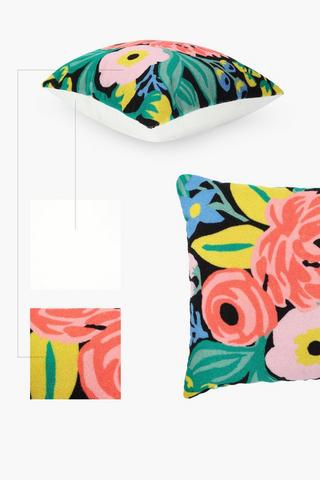 Tim Tufted Floral Cotton Woven Scatter Cushion, 60x60cm
