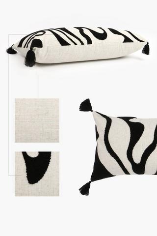 Marble And Linen Tassel Scatter Cushion, 30x80cm