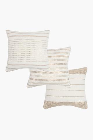 3 Pack Textured Holland Scatter Cushion Covers, 45x45cm