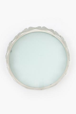 Leaf Ribbed Glass Tray, 30x6cm