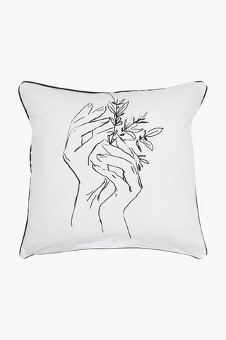 Hands Line Drawing Scatter Cushion Cover, 60x60cm
