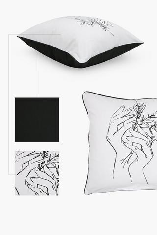 Hands Line Drawing Scatter Cushion Cover, 60x60cm