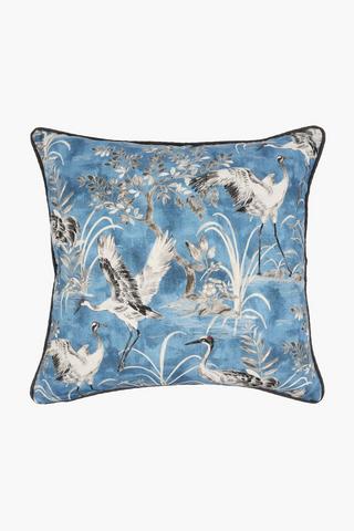 Printed Crane U And G Feather Scatter Cushion, 60x60cm