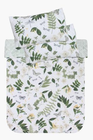 3 Piece Reversible Polycotton Botanic Quilt Set