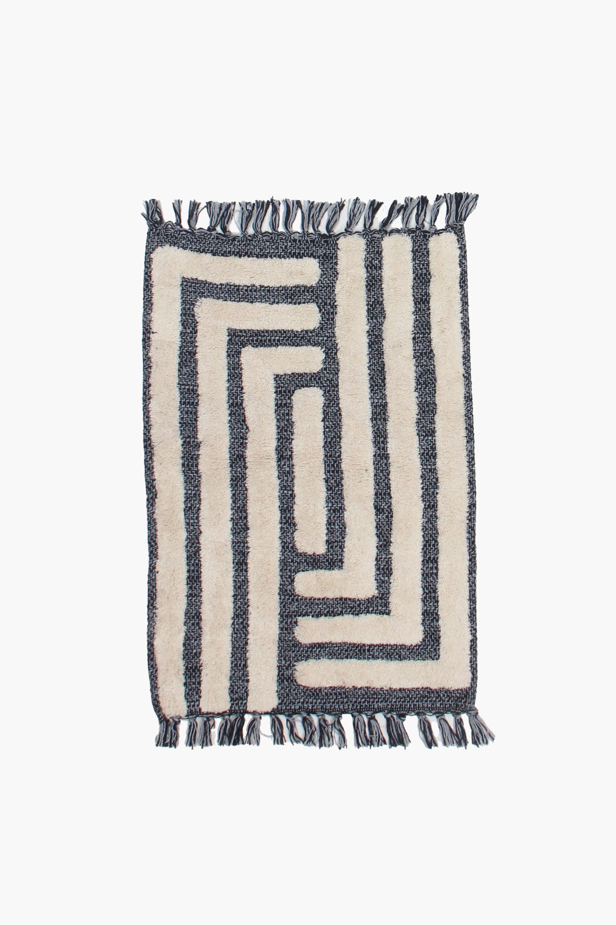 Jacquard Mingle Grid Tassel Rug, 50x80cm