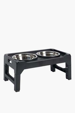 Large Double Bowl Metal Feeding Stand