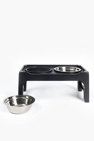 Large Double Bowl Metal Feeding Stand