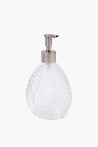 Diagonal Ribbed Glass Soap Dispenser