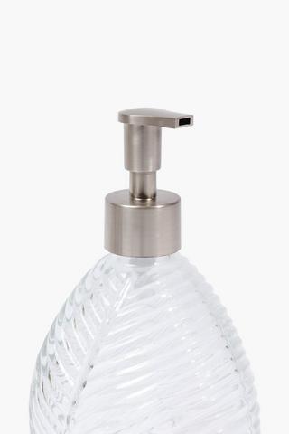 Diagonal Ribbed Glass Soap Dispenser