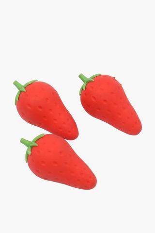 3 Pack Strawberry Erasers
