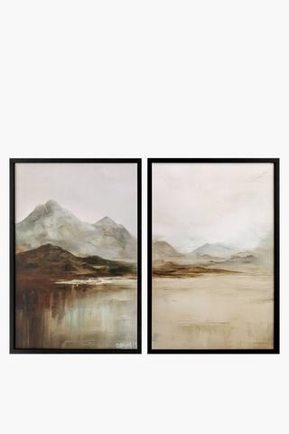 2 Piece Framed Misty Mountains, 40x60cm