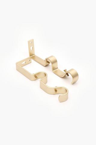 2 Pack Brushed Metal Double Bracket, 25mm