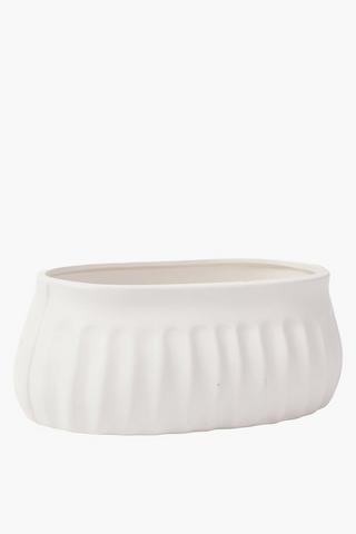 Ribbed Ceramic Planter, 13x30cm