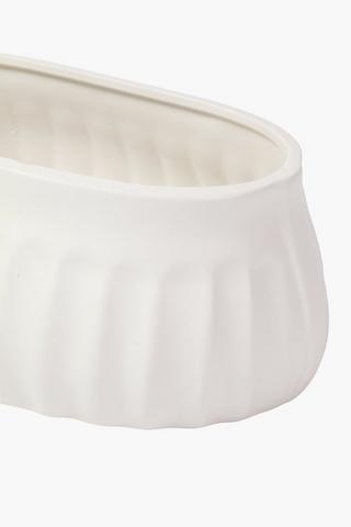 Ribbed Ceramic Planter, 13x30cm