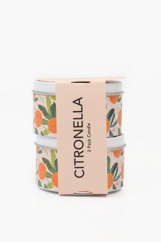 2 Pack Citronella Tin Candles, 230g