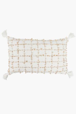 Textured Flannel Rustic Grid Scatter Cushion, 30x50cm