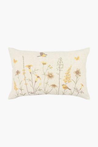 Printed Embroidered Sprigs Scatter Cushion Cover, 40x60cm