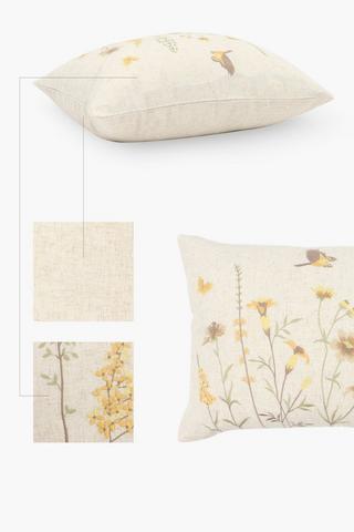 Printed Embroidered Sprigs Scatter Cushion Cover, 40x60cm