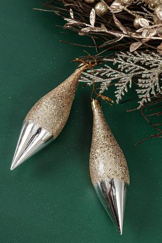 4 Pack Hanging Glitter Teardrop Baubles