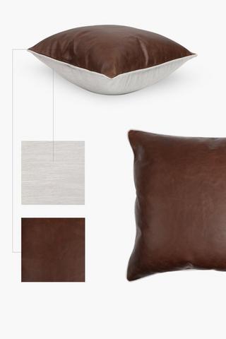 Printed Genuine Leather U And G Feather Scatter Cushion, 60x60cm