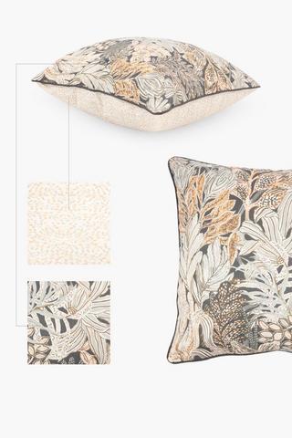Premium Printed Rustic Botanic Java Feather Scatter Cushion, 60x60cm