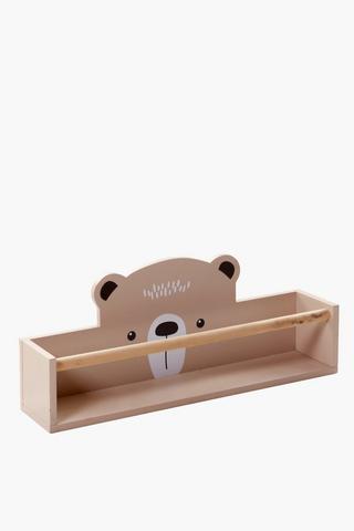 Wooden Teddy Wall Shelf