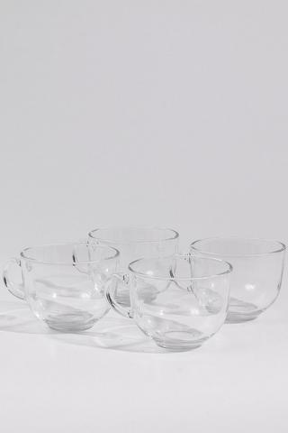 4 Pack Double Wall Glass Mug, 400ml