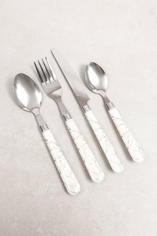 16 Piece Marble Handle Cutlery Set With Holder