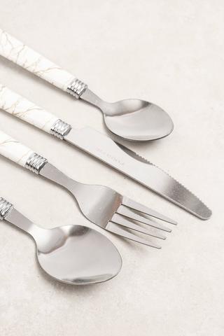 16 Piece Marble Handle Cutlery Set With Holder