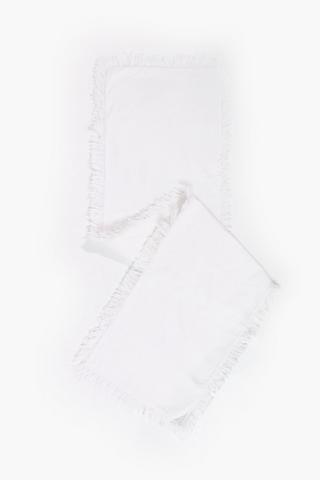 Textured Fringed Cotton Table Runner