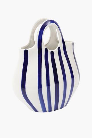 Stripe Hand Bag Vase, 15x30cm
