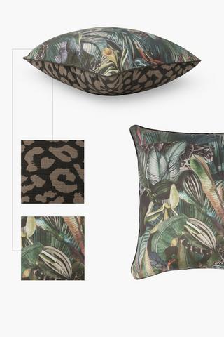 Premium Printed Panther Feather Scatter Cushion, 60x60cm