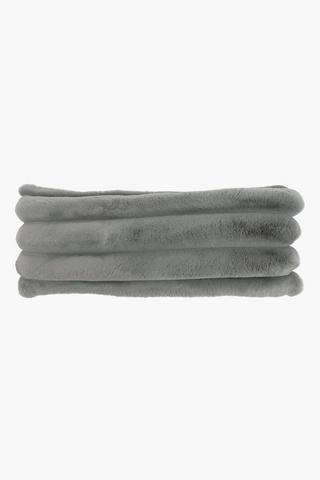 Ribbed Faux Fur Scatter Cushion, 30x80cm