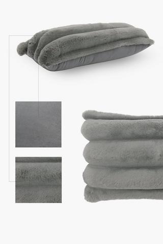 Ribbed Faux Fur Scatter Cushion, 30x80cm