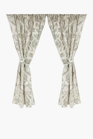 2 Pack Printed Botanic Mocton Cafe Curtain, 1100x1200mm